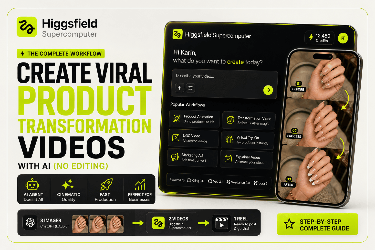 Higgsfield Supercomputer AI Workflow | Create Viral Product Transformation Videos — image 1 of 1