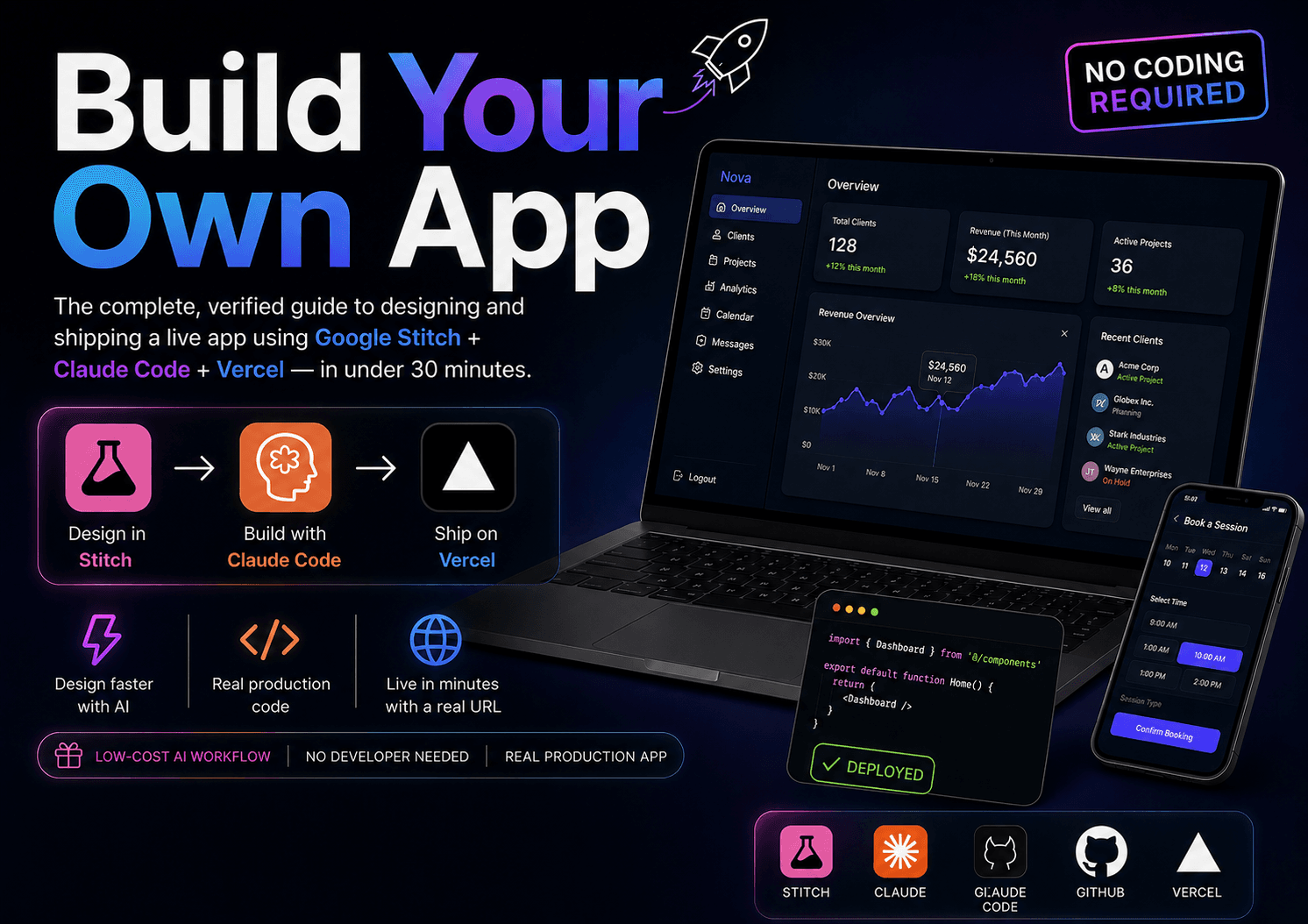 Build Your Own App with Google Stitch + Claude Code + Vercel (no coding) — image 1 of 1